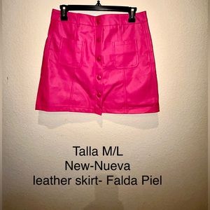 Hot Pink Leather skirt size medium/large NEW!!